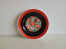 Retro régi Hollóházi porcelán virág mintás fali dísz dísztál falidísz