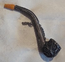 Silver-plated pipe, opium pipe (m2735)