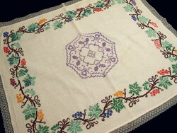 Old tablecloth embroidered with a cross-stitch pattern, 82 x 67 cm