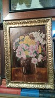 Antique art-deco flower still life Barta Mária (1897-1969) 43x59 cm br. V. In the manner of Van Gogh..