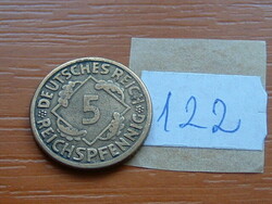 German Empire 5 pfennig reichspfennig 1925 f, aluminum bronze 122.