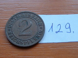NÉMET BIRODALOM 2 PFENNIG Reichspfennig 1936  D,  Bronz 129.