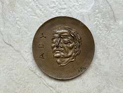 Miklós Borsos marked bronze plaque ady 1977 Hungarian pen club