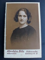 Régi női fotó 1930 körüli Ábrahám Béla Békéscsaba műtermi fénykép 091