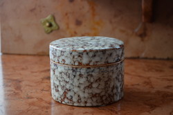 Marble-patterned round craftsman ceramic box / container