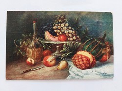 Régi képeslap 1915  konyhai csendélet levelezőlap gyümölcsök