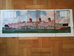 Queen Mary utasszállító luxushajó színes terve gyűjtőknek