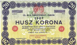 Hungary replica 20 crowns Csóti POW camp 1916 unc