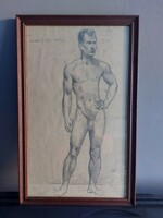 Unsigned pencil drawing - study drawing - male nude 089