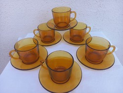 Vereco france_retro, glass tea/cappuccino cup set_6 persons