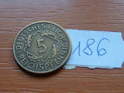 NÉMET BIRODALOM 5 PFENNIG Reichspfennig 1925  J,  Alumínium-bronz 186.