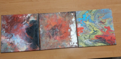 3 abstract paintings 30x30 cm
