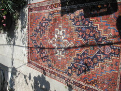 Antique, worn carpet 120x210