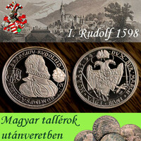 Magyar tallérok utánveretben Rudolf tallérja 1598 tiszta ezüst .999 PP 20 g