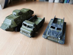 Retro szovjet katonai fém autók, harcjárművek. 3 db.