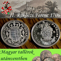 Magyar tallérok utánveretben II. Rákóczi Ferenc féltallérja 1687 tiszta ezüst .999 PP 20 g