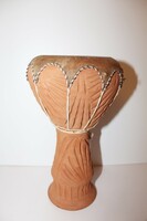 Ceramic drum with leather lid