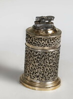 Silver openwork table lighter (non-functional, interior missing)