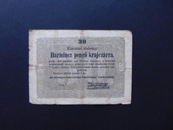 30 pengő krajczárra 1849 Kossuth Bankó