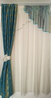 Curtain set in cream-turquoise colors ready-made, new