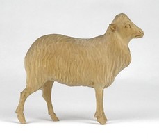 1K041 Régi faragott bárány kicsi jászol tartozék 12 cm