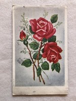 Old rose floral graphic postcard