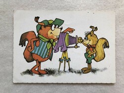 Postage-pure old fairy tale postcard - Misi squirrel puppet film