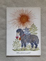 Régi postatiszta Húsvéti képeslap, rajzos levelezőlap  -  Hajnal Gabriella rajz