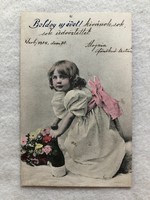 Antik hosszúcímzéses, színezett Újévi képeslap - 1904