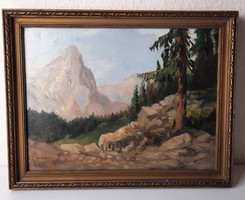 R. Szerdahelyi: landscape, antique painting, oil, cardboard, in frame