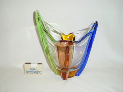 Muránói /?/ vastag falú színes üveg váza, tál vagy asztalközép