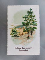Old Christmas postcard 1941 landscape postcard