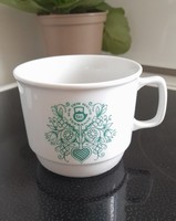 Retro Zsolnay mug with green teapot motif