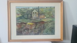 Painting, varga hanna, old quarry c. His creation, 1942, 54x41cm (wooden frame), picture size: 39x29cm
