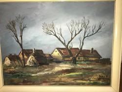 Hajós Dutch year (1935): farms in autumn, oil, wood fiber