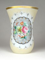 1F767 xix. Century hand-painted milk glass Hévíz souvenir bath glass cure glass 12 cm
