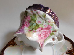 Antik rózsamintás díszes teás szett lila lüszteres bordűrrel