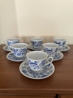 Bohémia hagymamintás porcelán tea,- kávés készlet, kék (1)