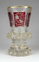 1G044 Antik talpas madaras Biedermeier pohár üveg kupa XIX. század