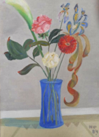 István pál Nolipa: flower in a vase, 1984 original marked oil on canvas - still life