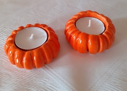 2 ceramic pumpkin candlesticks, candlestick holder