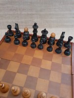 Wooden chess set in a wooden box