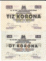 Magyarország REPLIKA 5-10 korona VÁROSSZALÓNAK hadifogolytábor 1916 UNC
