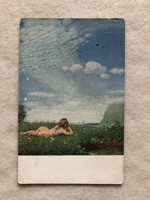 Antique postcard - the songbird