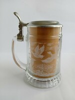 Beer mug with hunter scene and lid