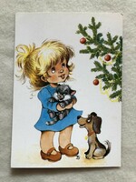 Karácsonyi képeslap, grafikus levelezőlap - Füzesi Zsuzsa grafika