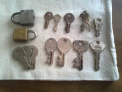 Miniature padlocks (2 pcs) and tiny keys (13 pcs)
