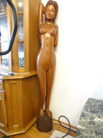 Female nude wood carving!