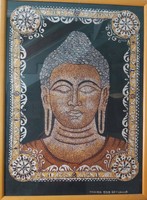 Buddhát ábrázoló, batikolt selyemkép