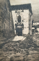 Róbert Lénárd Lévy: Toledo, 1912 (etching, with frame 30x23 cm) Spanish street scene